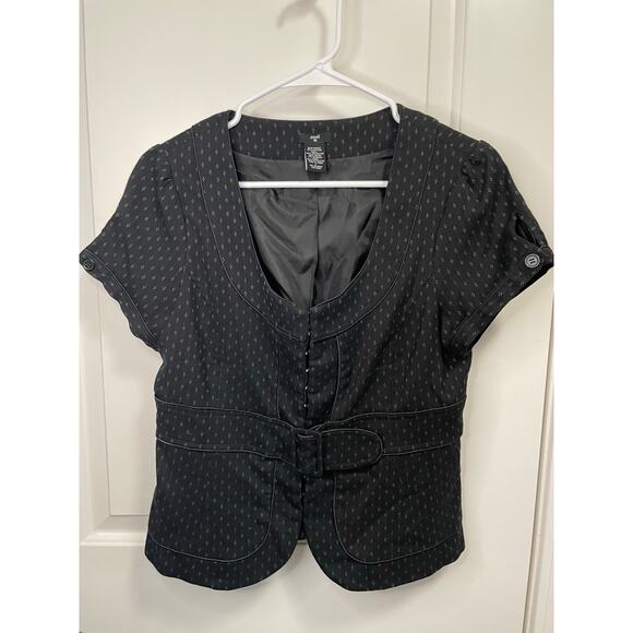 Stoosh women’s juniors short sleeve suit top large black - Picture 1 of 5